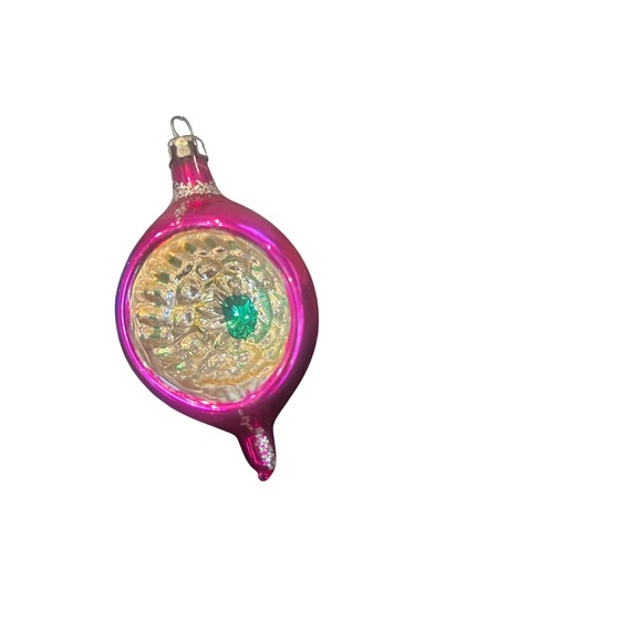 Vintage Glass Christmas Ornaments Set of 2 Shiny Baubles Festive Holiday Decor - Picture 4 of 5